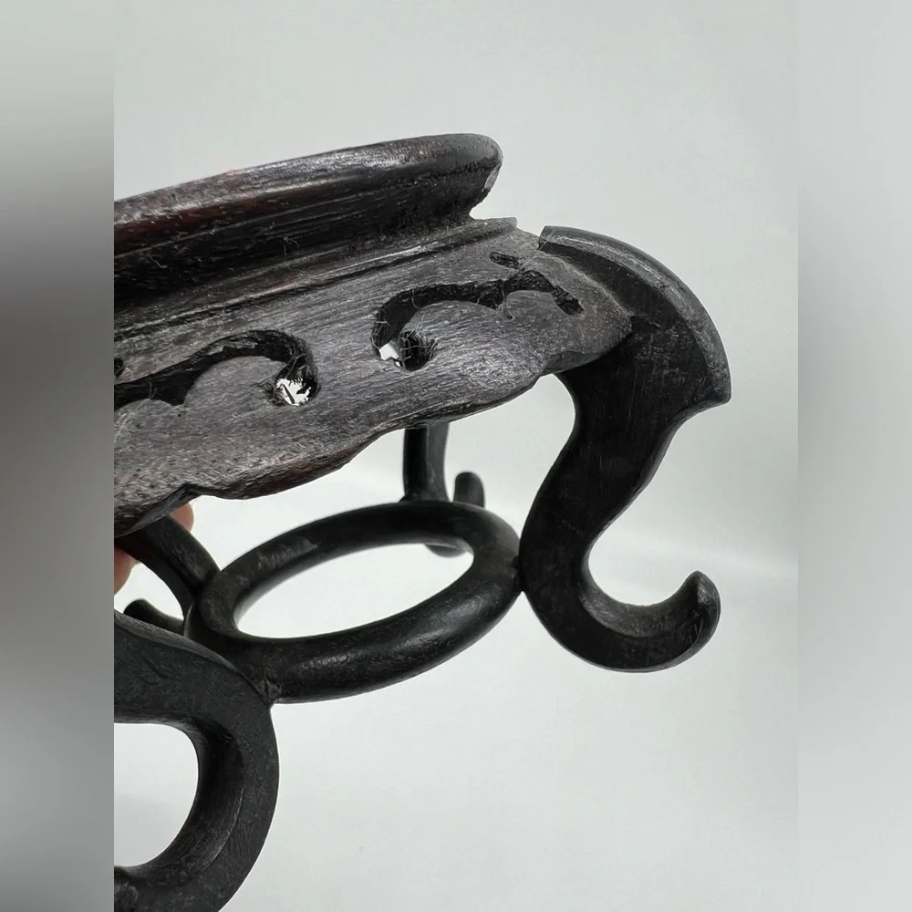 Ornate Japanese Black Glazed Ceramic Ginger Jar